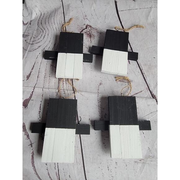 Handmade Lot 4 Wooden Handpainted Snowman Ornaments New Lot 2 - Picture 7 of 7